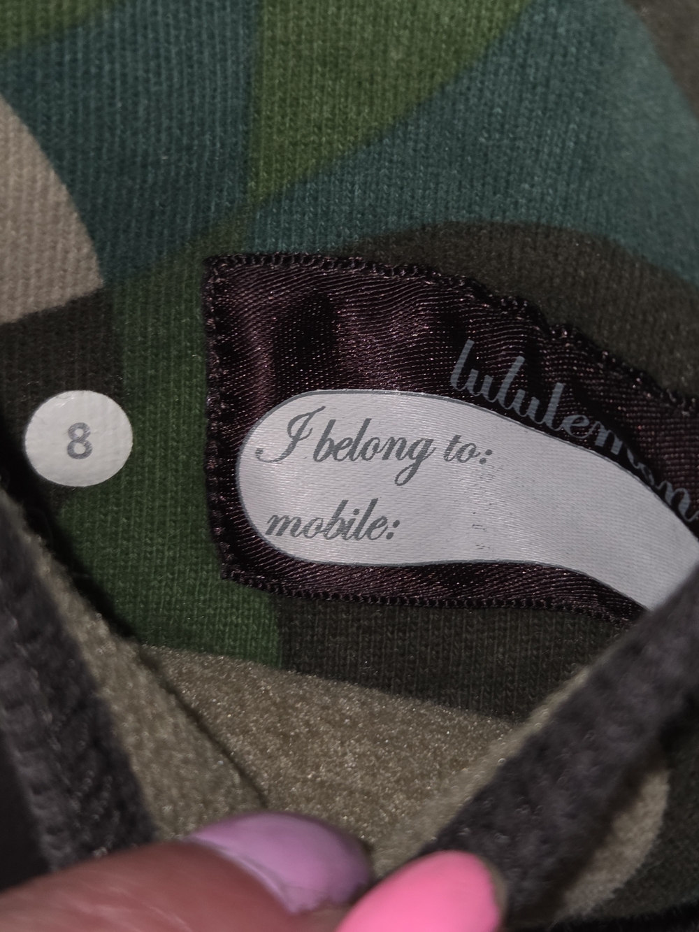 Rare lululemon Scuba Hoodie Green Camo Size 8 - Picture 8 of 9